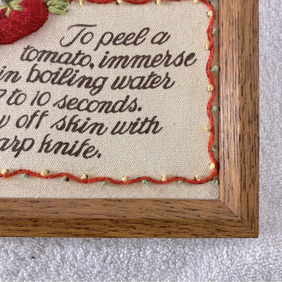 Vintage Handmade Framed Embroidered Kitchen Tips Wall Decor - Picture 7 of 13